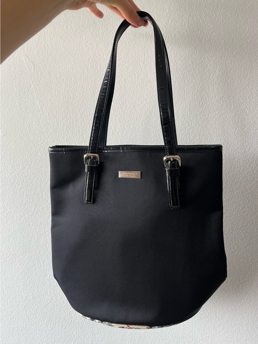Burberry Black Tote with Patent Trim